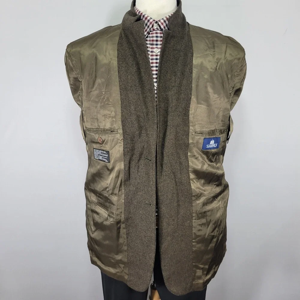 Stafford Men's Sport Coat Blazer Two Button Brown Wool Camel Nylon‎ BLend 42R